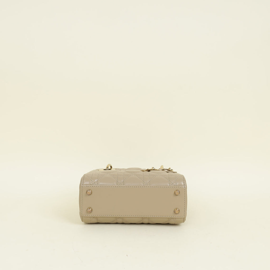Christian Dior Beige Lady Dior Mini Chain Bag