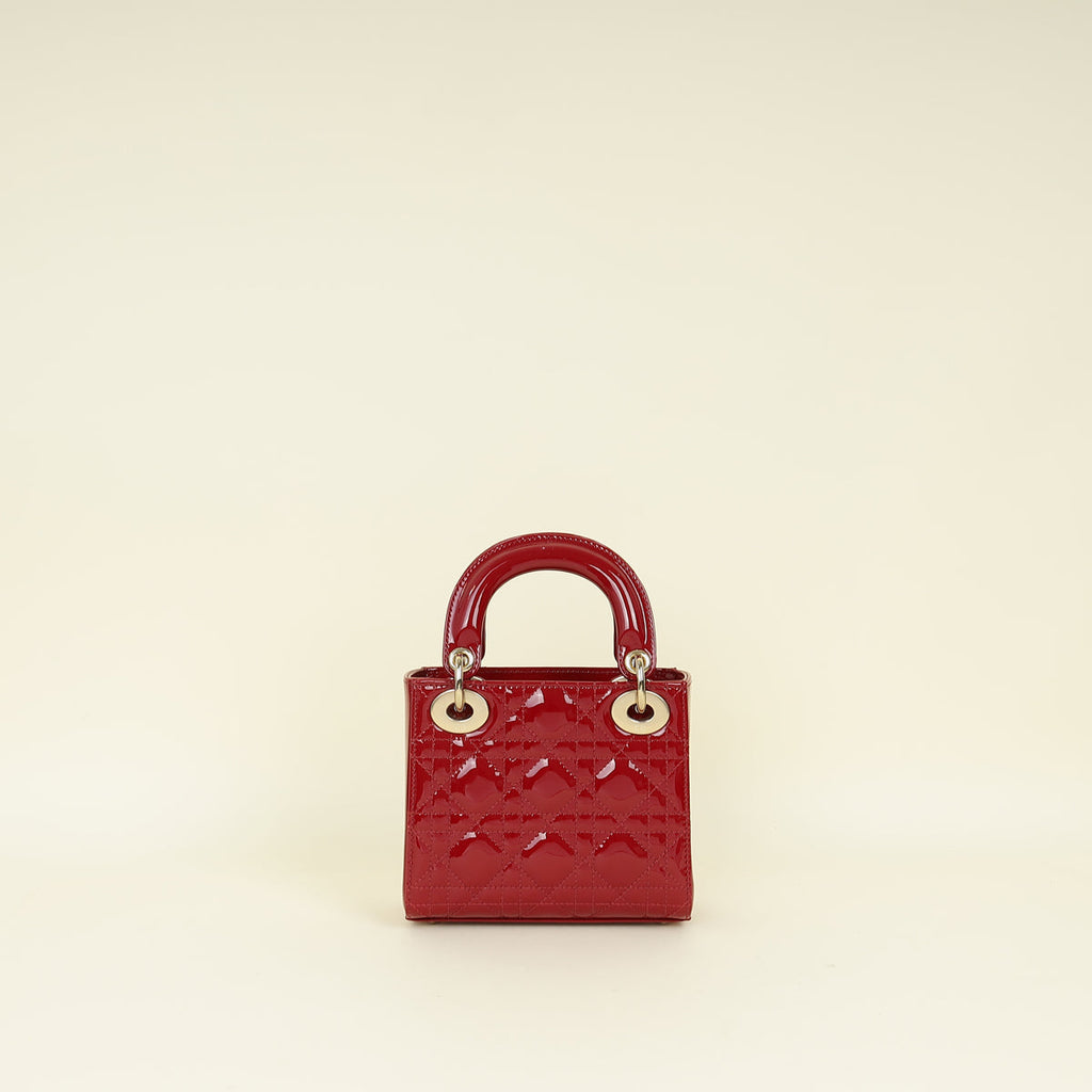 Christian Dior Cherry Red Lady Dior Mini Chain Bag