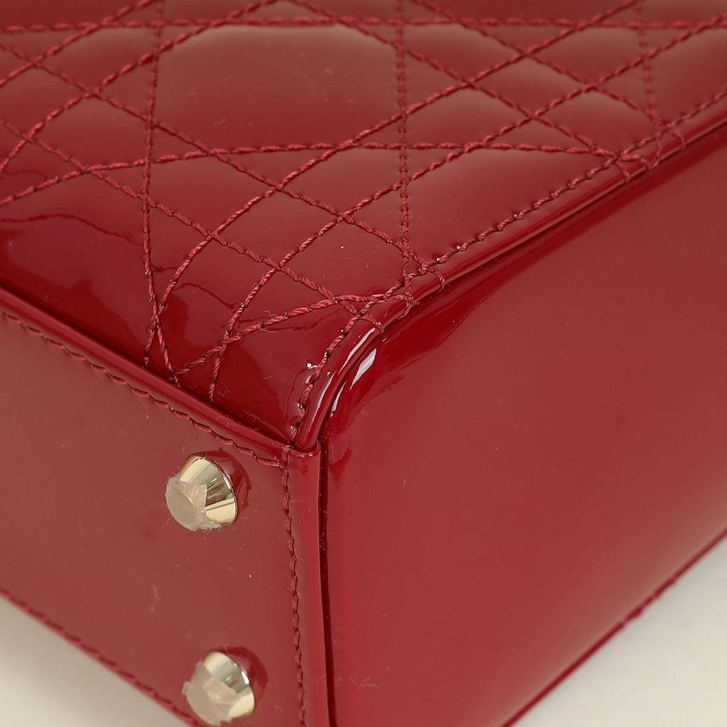 Christian Dior Cherry Red Lady Dior Mini Chain Bag