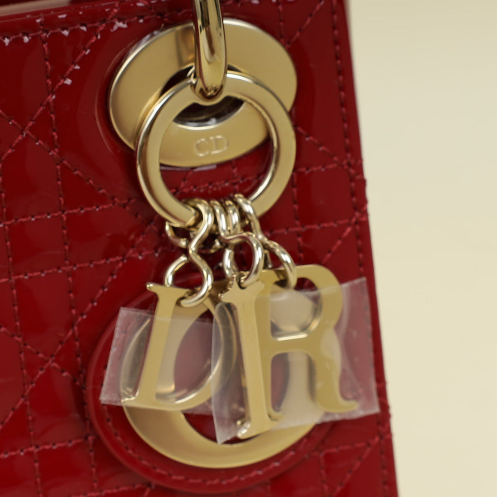 Christian Dior Cherry Red Lady Dior Mini Chain Bag
