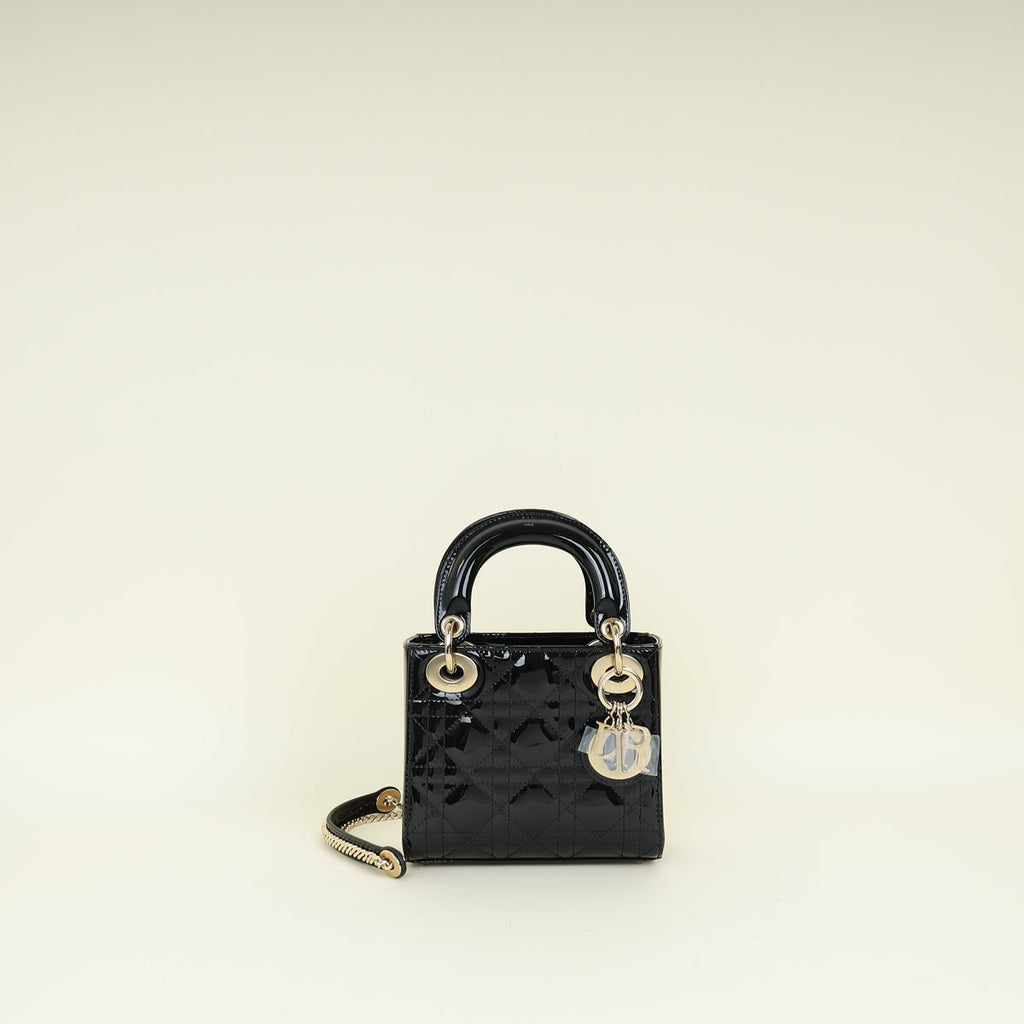 Christian Dior Black Lady Dior Mini Chain Bag