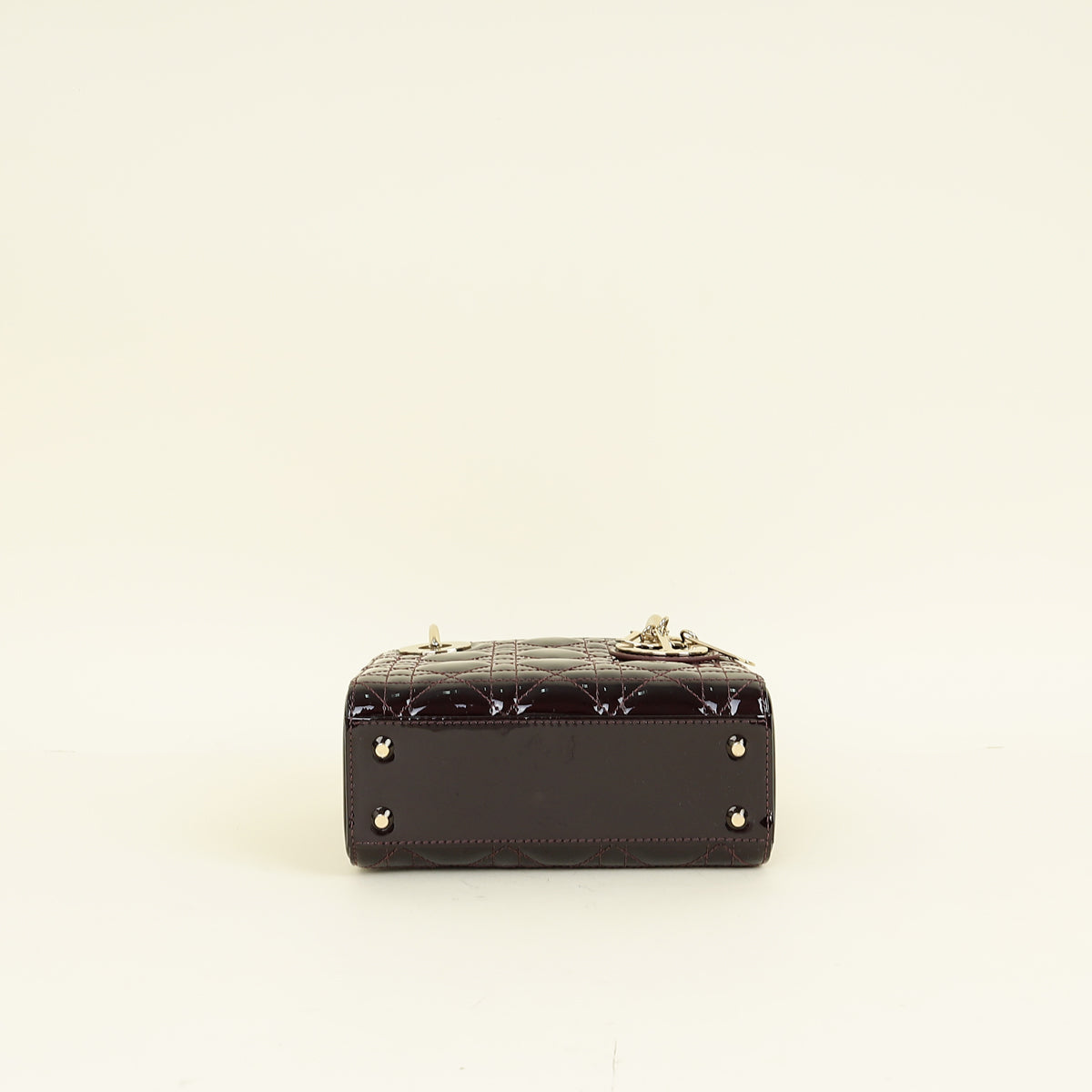 Christian Dior Dark Wine Lady Dior Patent Mini Chain Bag