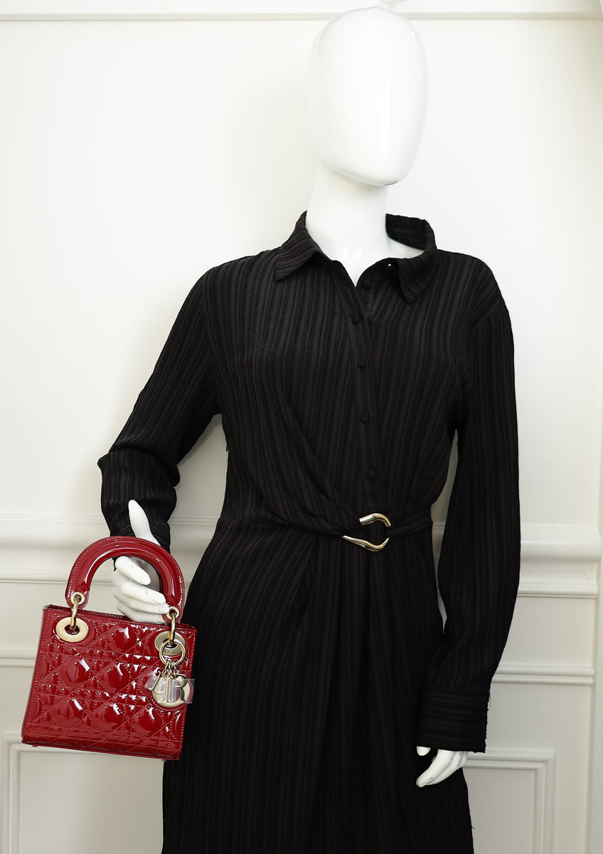 Christian Dior Red Lady Dior Mini Chain Bag