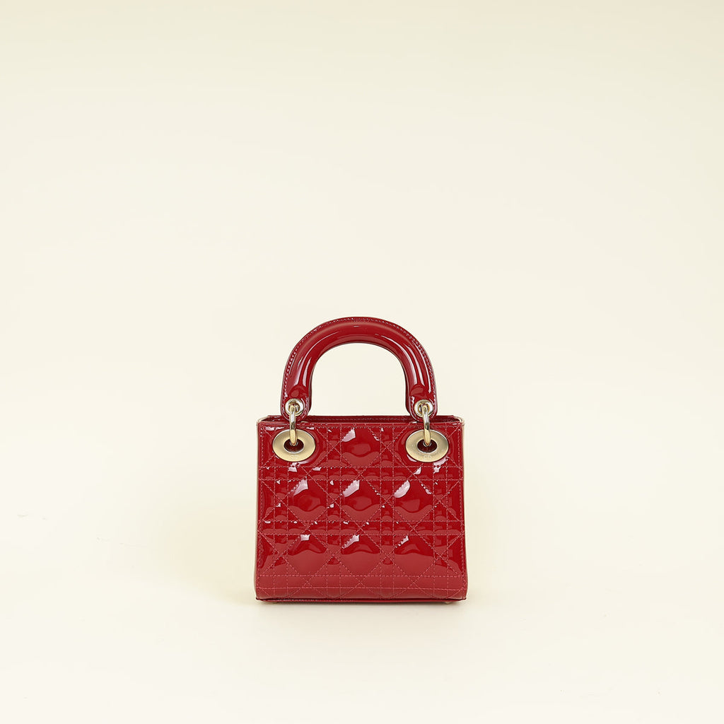 Christian Dior Red Lady Dior Mini Chain Bag
