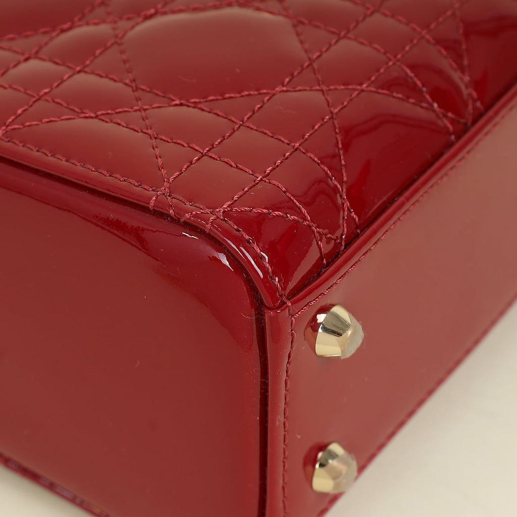 Christian Dior Red Lady Dior Mini Chain Bag