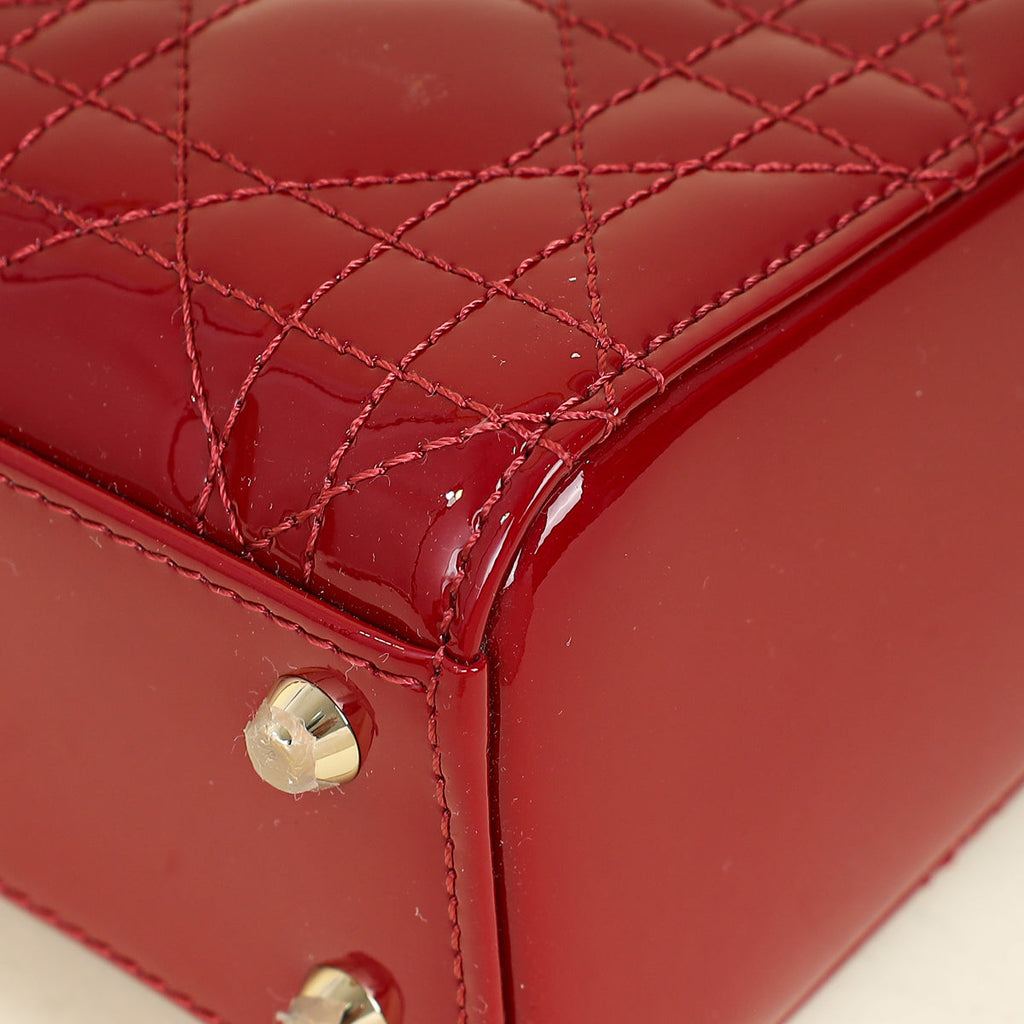 Christian Dior Red Lady Dior Mini Chain Bag