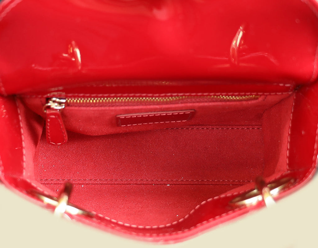 Christian Dior Red Lady Dior Mini Chain Bag