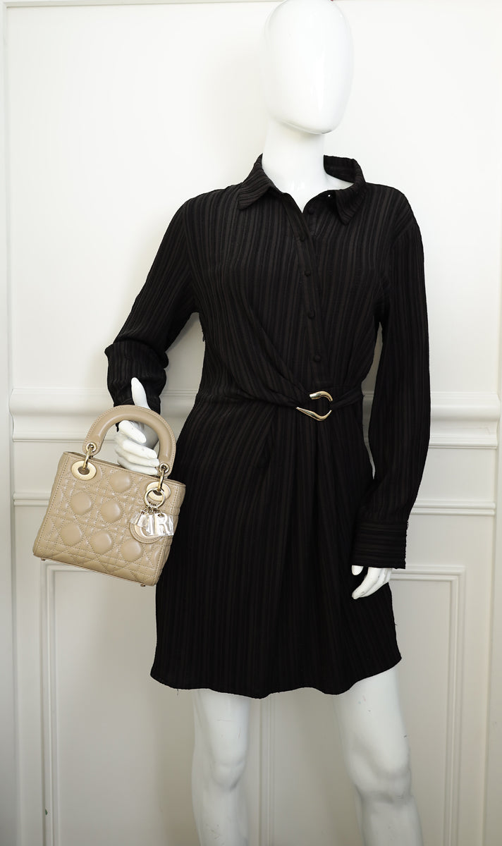 Christian Dior Beige Lady Dior Mini Chain Bag