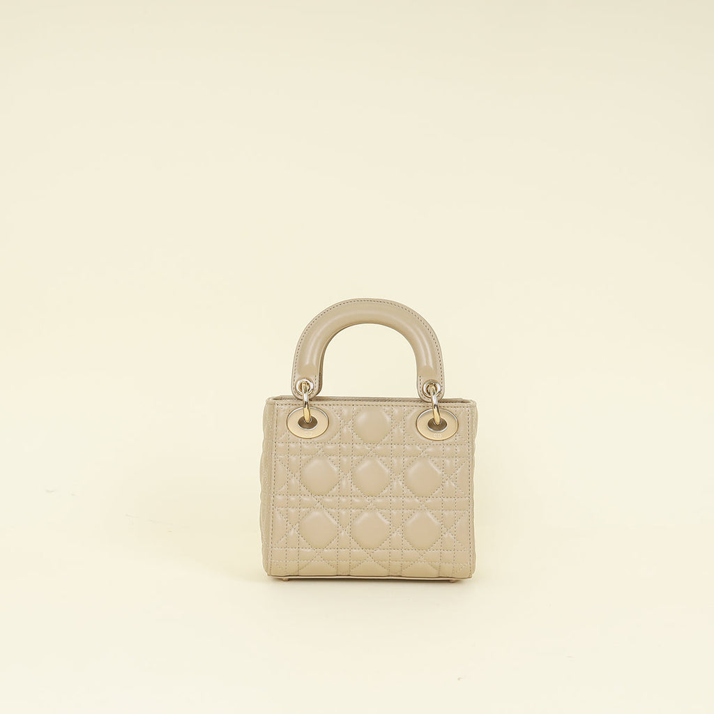 Christian Dior Beige Lady Dior Mini Chain Bag