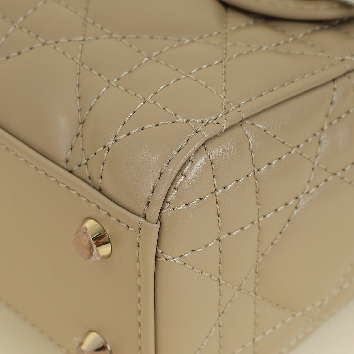 Christian Dior Beige Lady Dior Mini Chain Bag