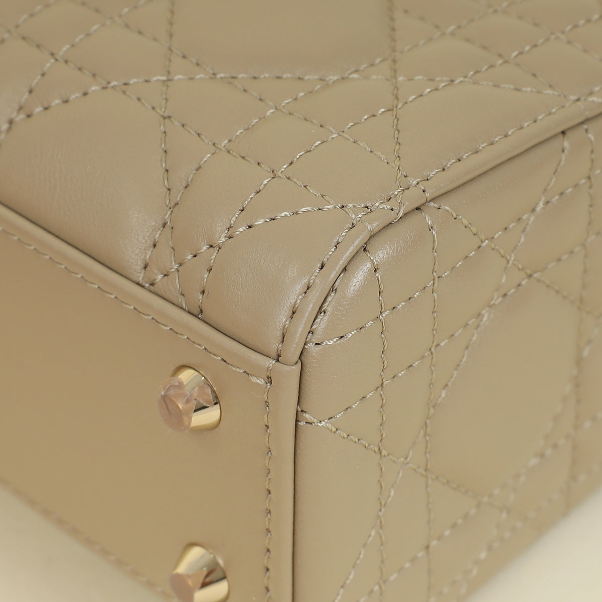 Christian Dior Beige Lady Dior Mini Chain Bag