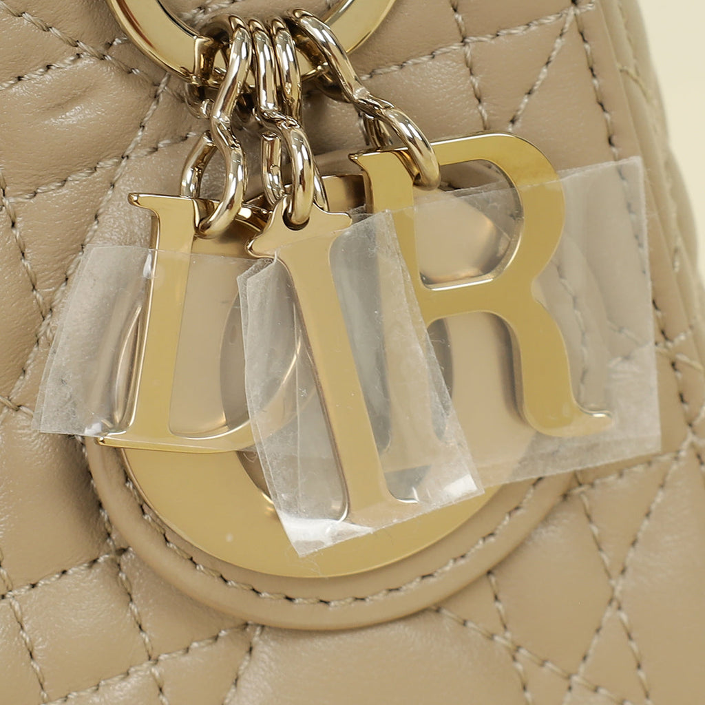 Christian Dior Beige Lady Dior Mini Chain Bag