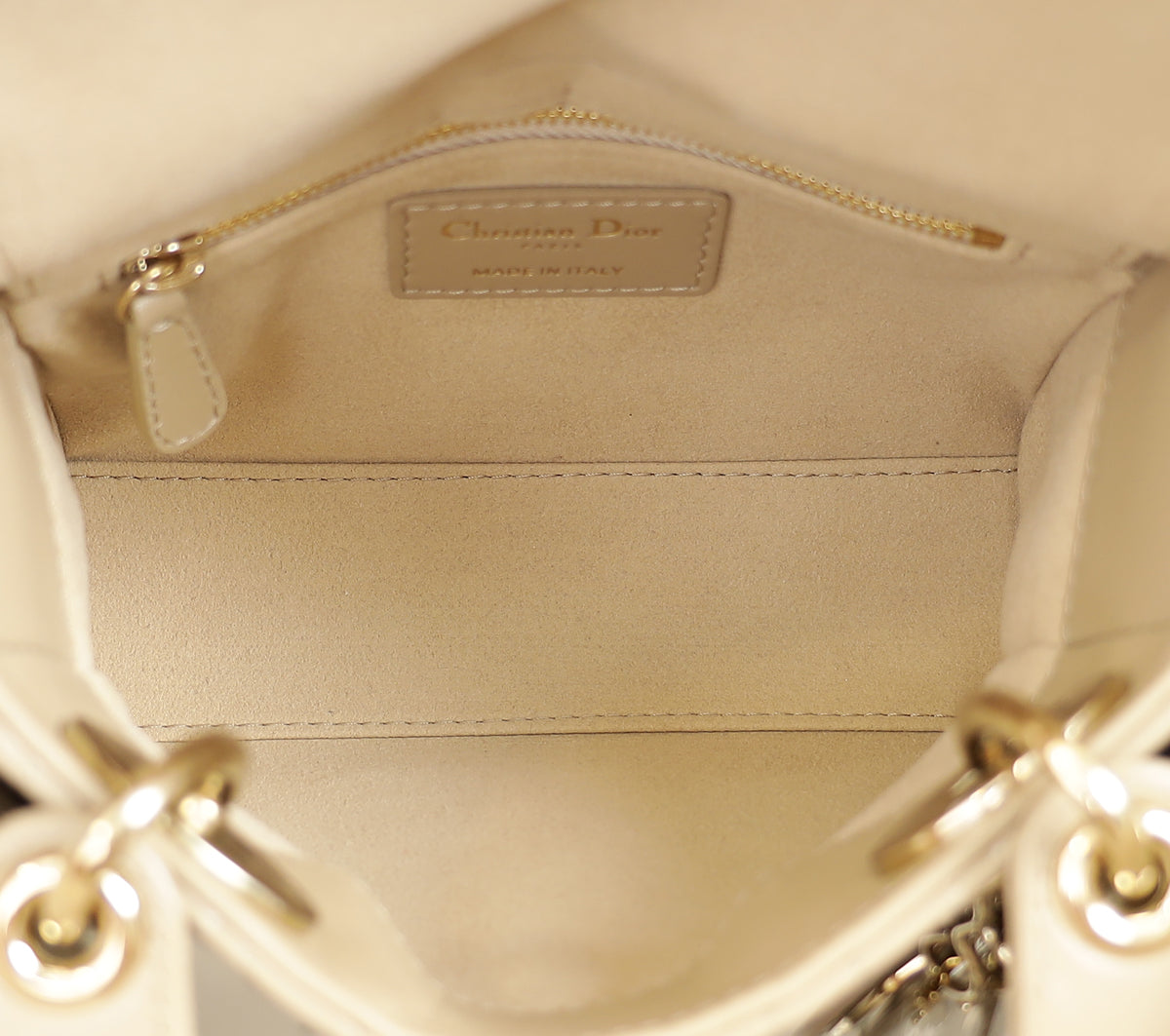 Christian Dior Beige Lady Dior Mini Chain Bag