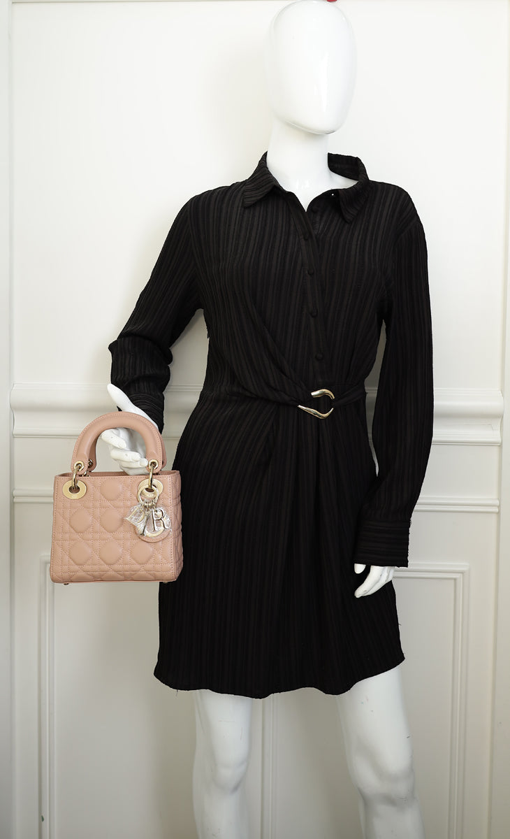 Christian Dior Pink Nude Lady Dior Mini Chain Bag