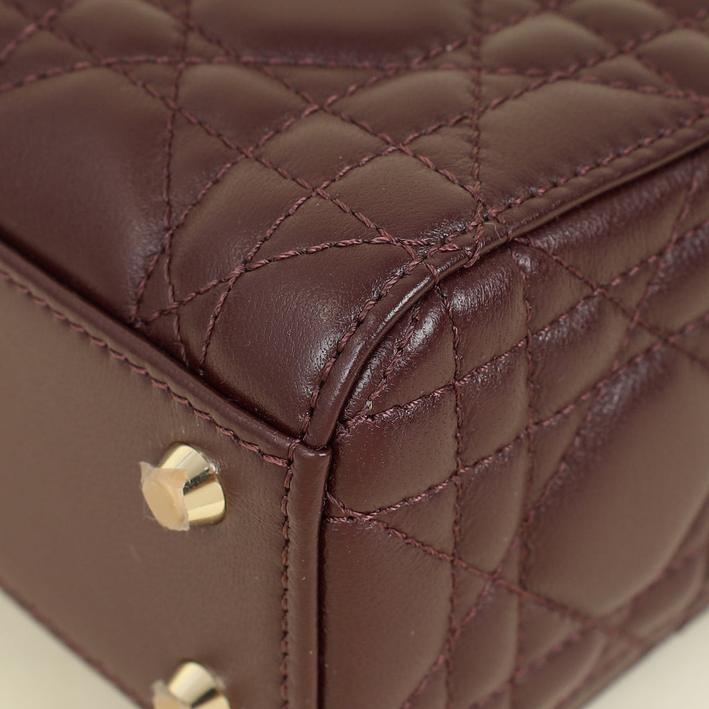 Christian Dior Plum Lady Dior Mini Chain Bag