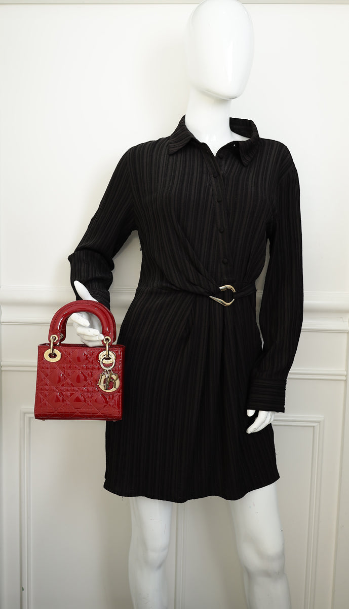 Christian Dior Cherry Red Lady Dior Mini Chain Bag
