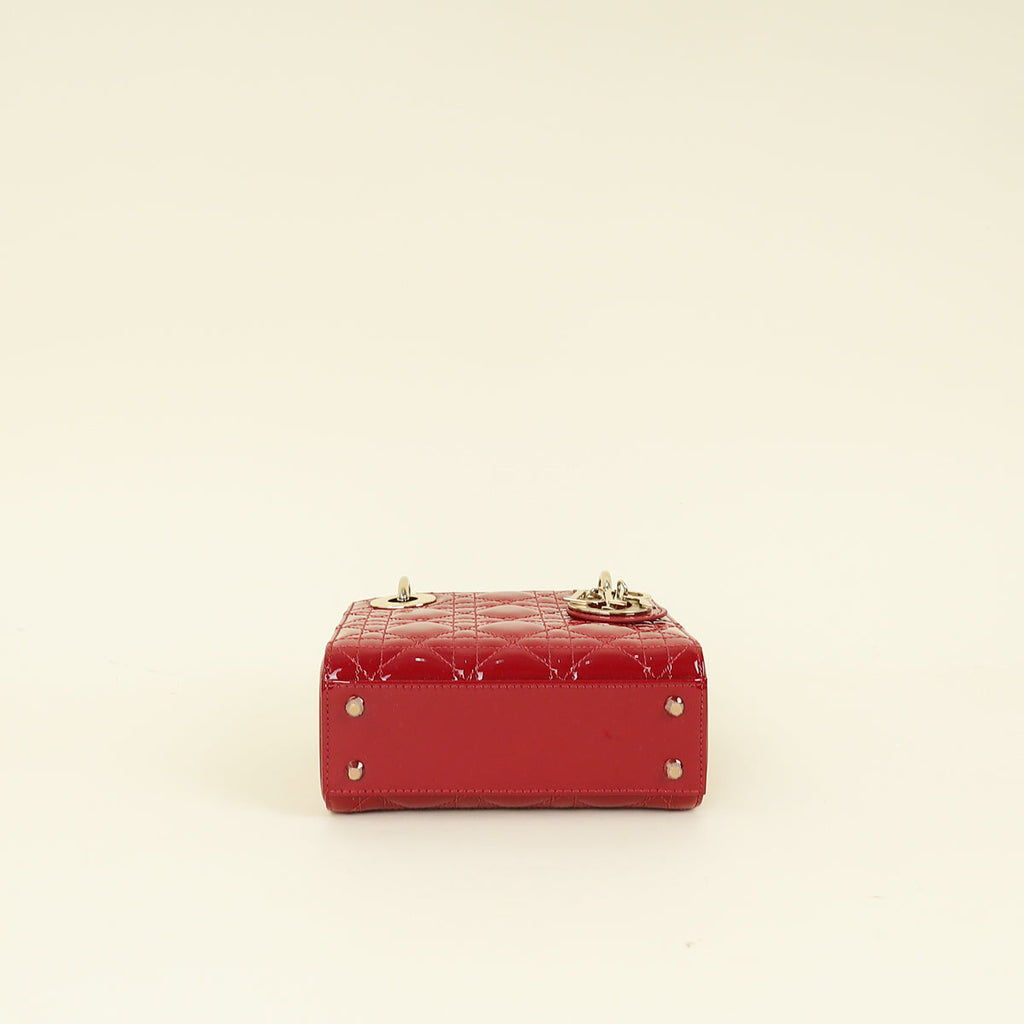 Christian Dior Cherry Red Lady Dior Mini Chain Bag