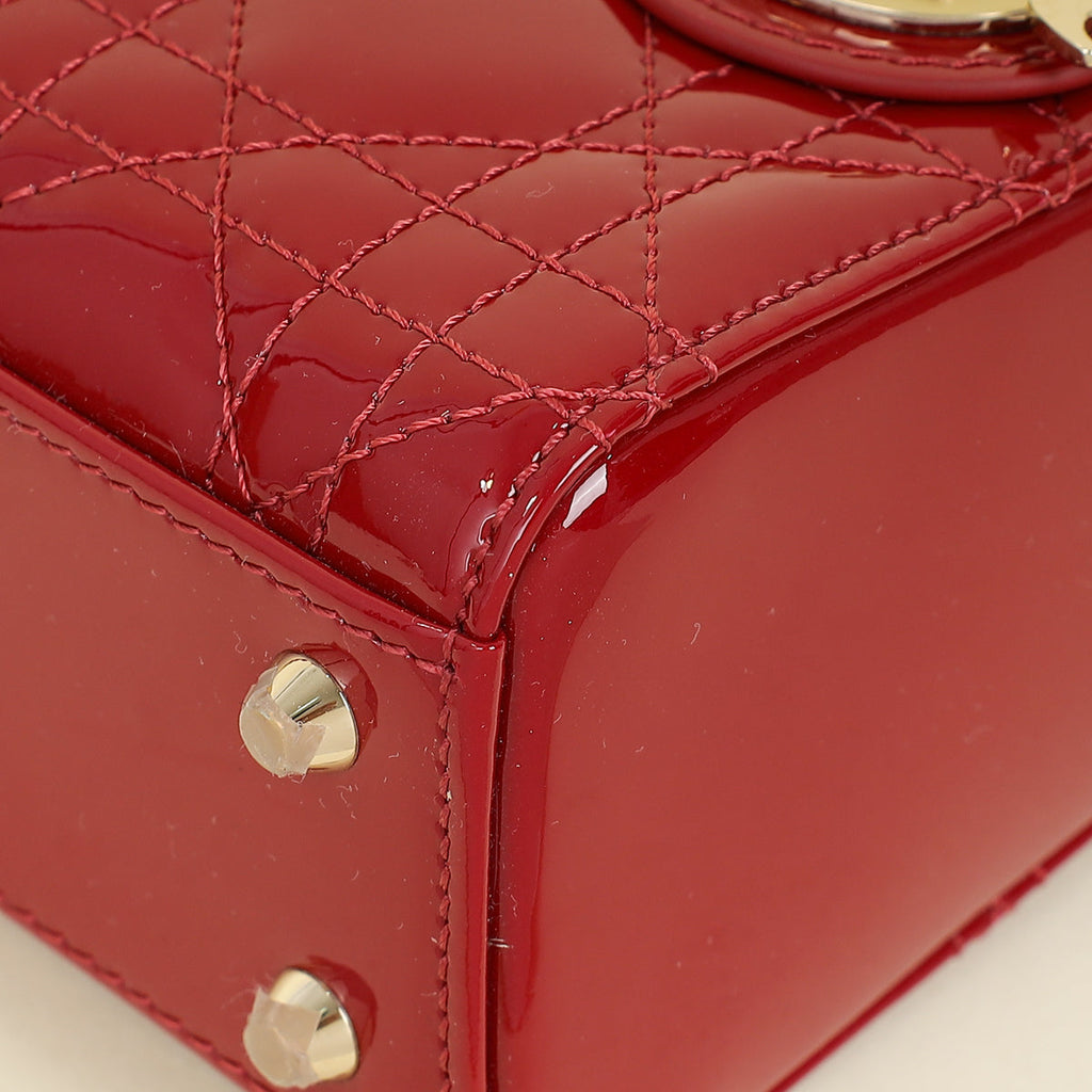 Christian Dior Cherry Red Lady Dior Mini Chain Bag