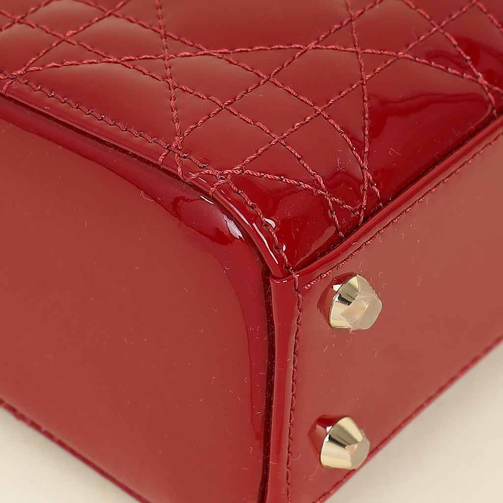 Christian Dior Cherry Red Lady Dior Mini Chain Bag