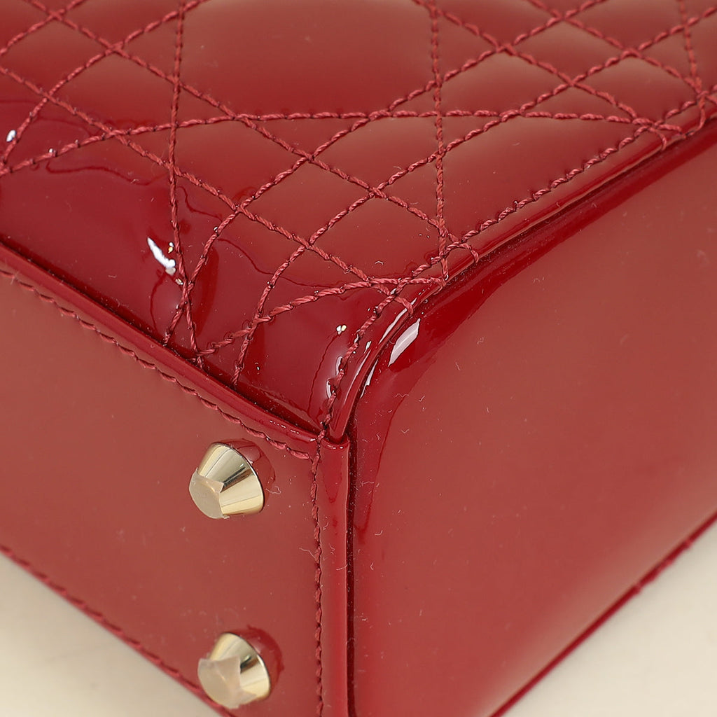 Christian Dior Cherry Red Lady Dior Mini Chain Bag