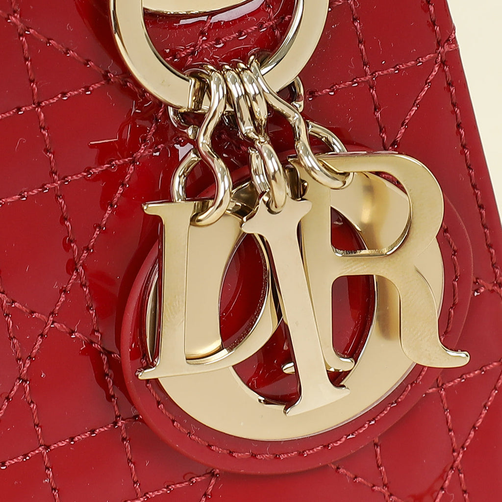 Christian Dior Cherry Red Lady Dior Mini Chain Bag