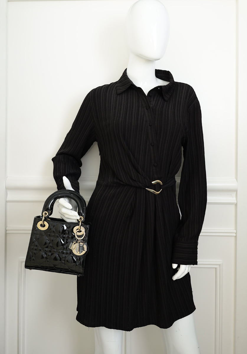Christian Dior Black Lady Dior Mini Chain Bag