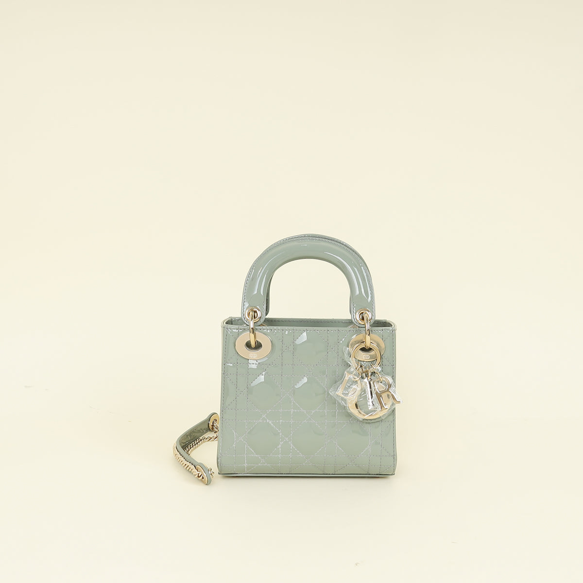 Christian Dior Grey Lady Dior Mini Chain Bag