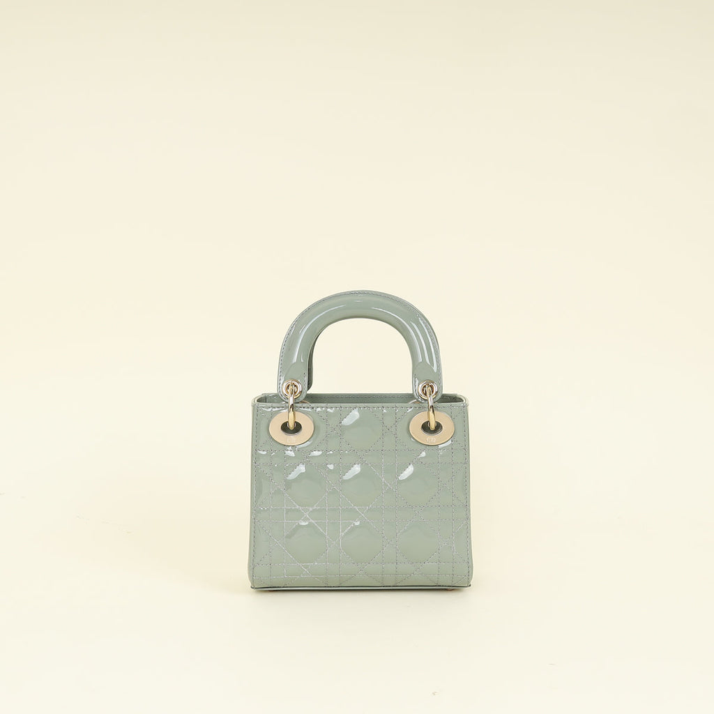 Christian Dior Grey Lady Dior Mini Chain Bag