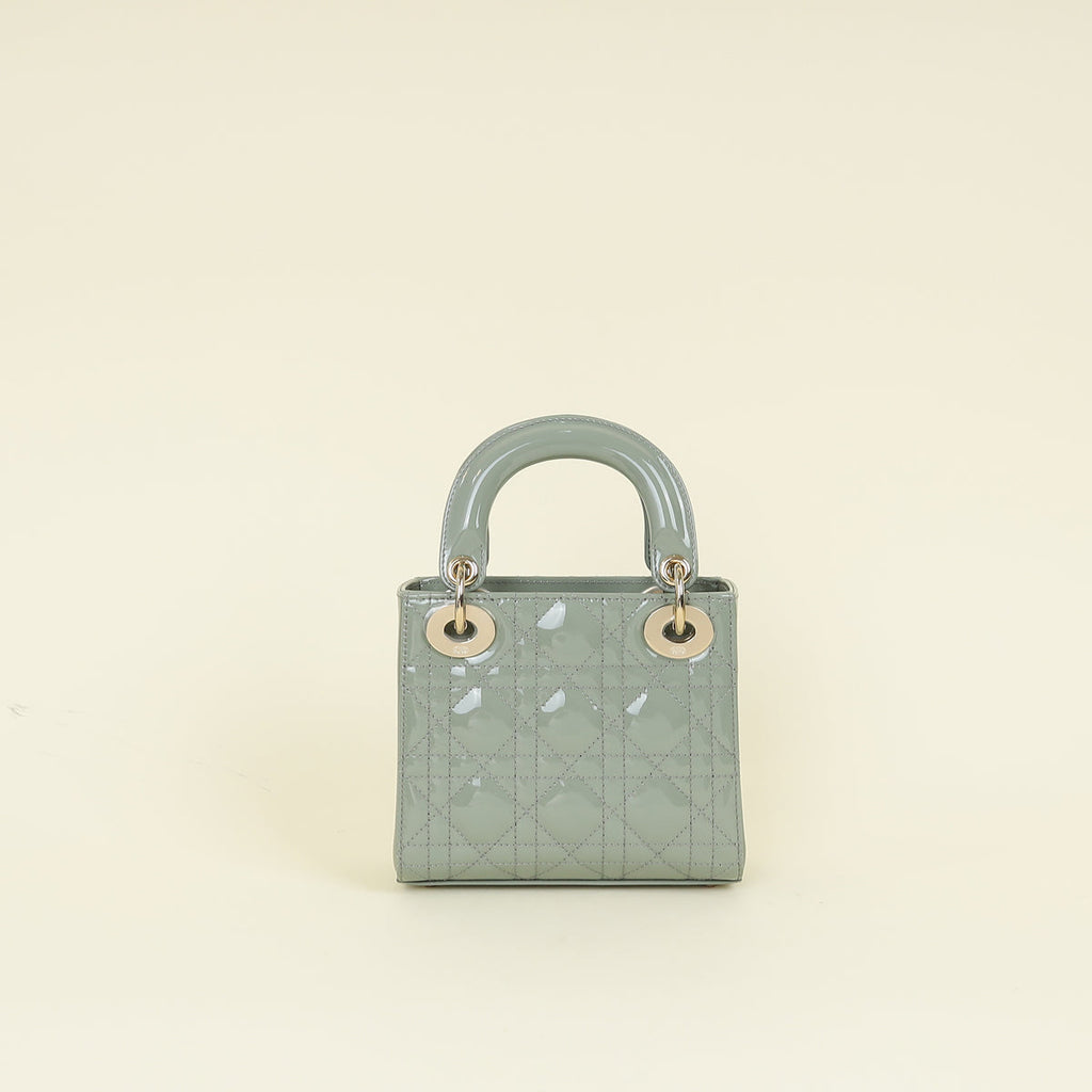 Christian Dior Grey Lady Dior Mini Chain Bag