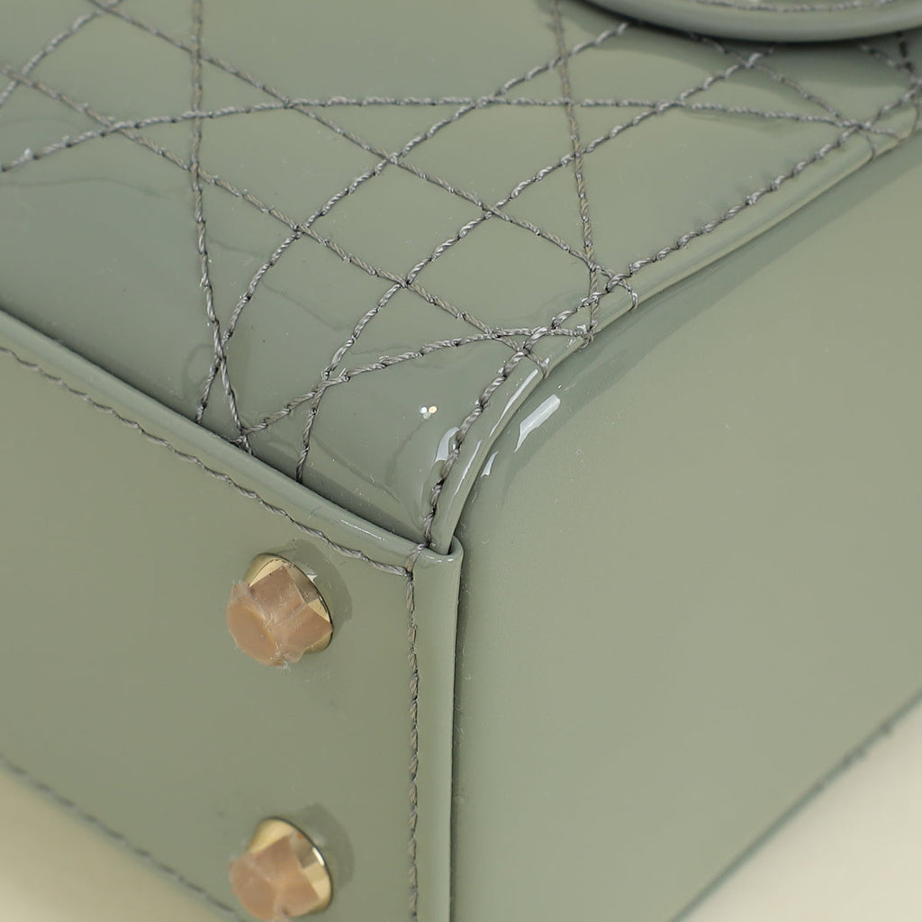 Christian Dior Grey Lady Dior Mini Chain Bag