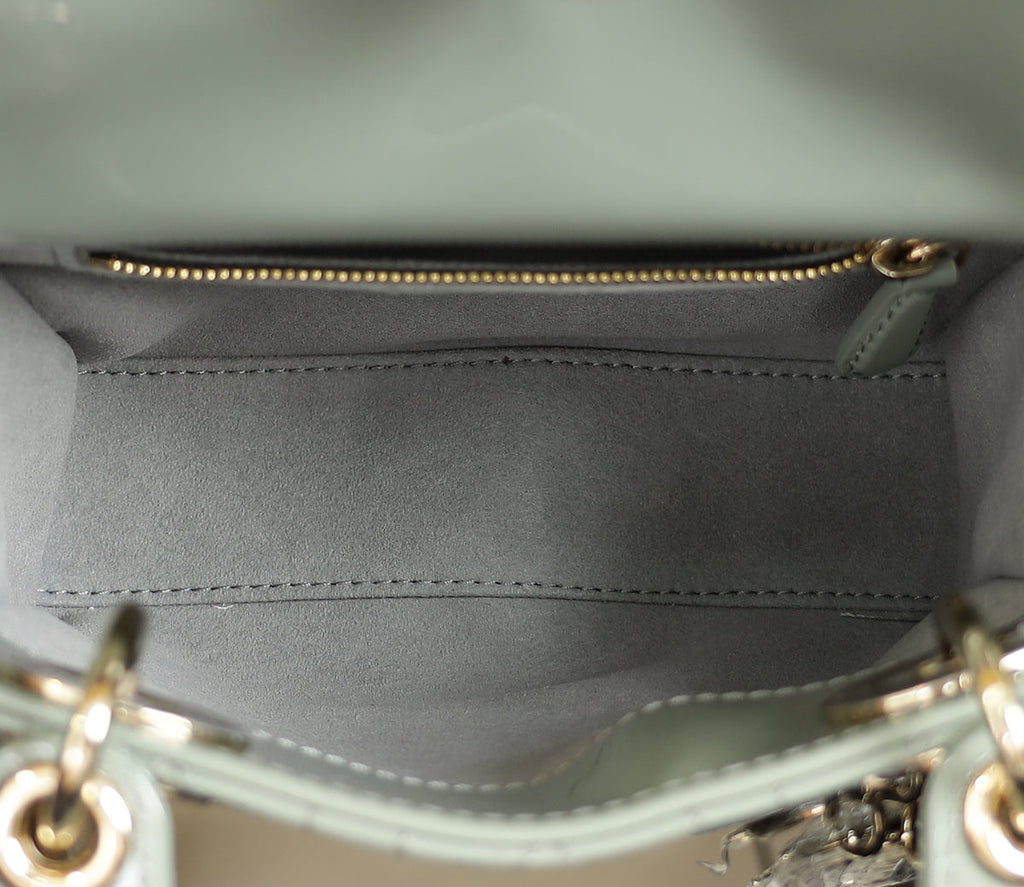 Christian Dior Grey Lady Dior Mini Chain Bag