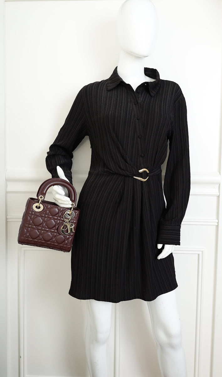 Christian Dior Plum Lady Dior Mini Chain Bag