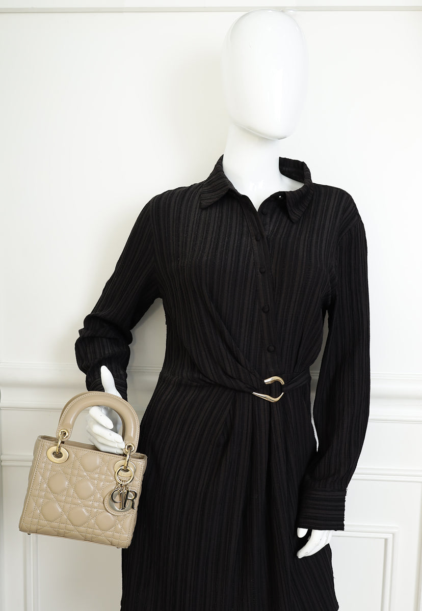 Christian Dior Beige Lady Dior Mini Chain Bag