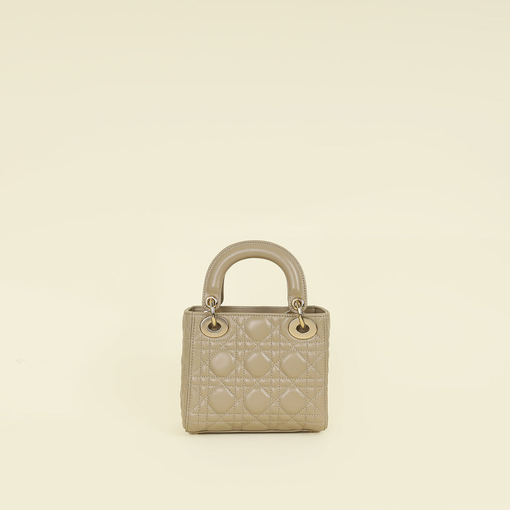 Christian Dior Beige Lady Dior Mini Chain Bag