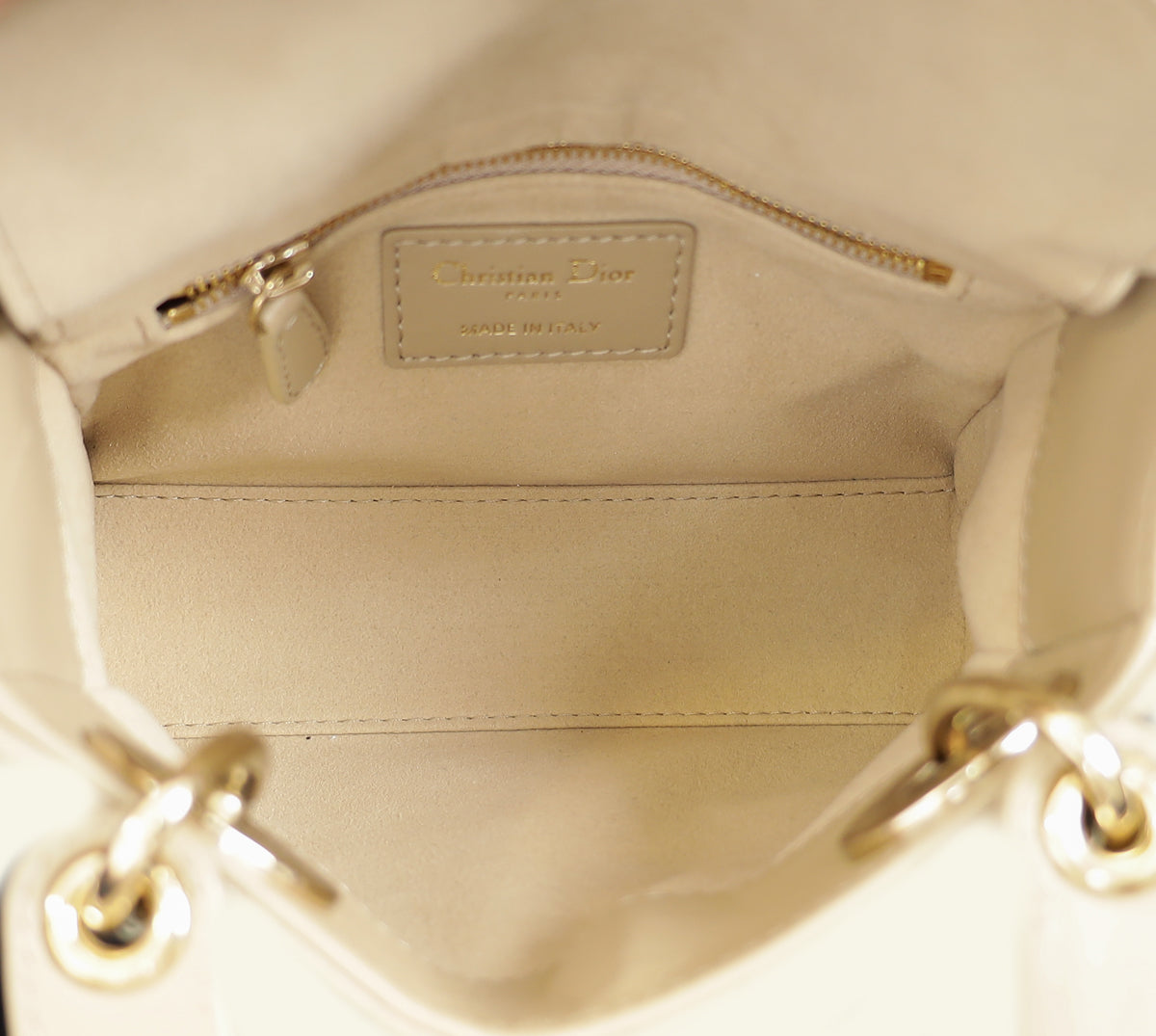 Christian Dior Beige Lady Dior Mini Chain Bag