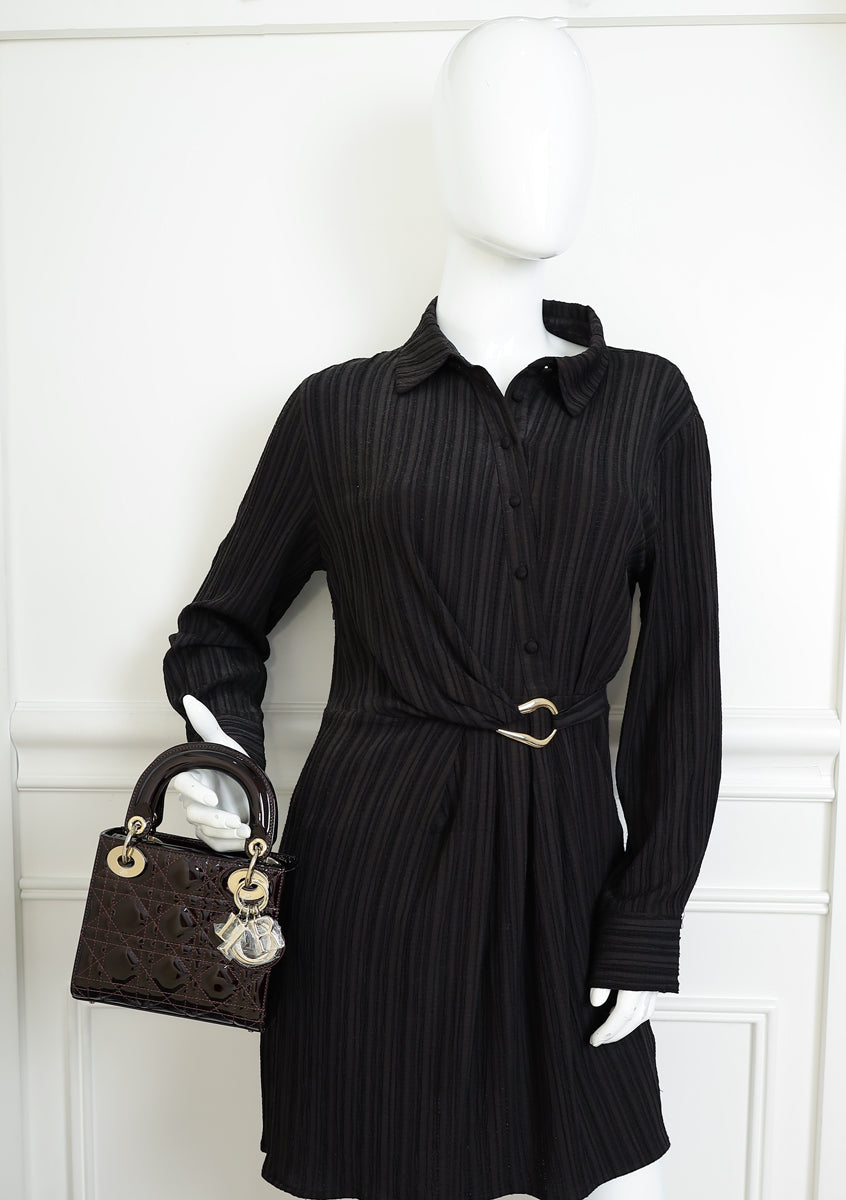 Christian Dior Dark Wine Lady Dior Mini Chain Bag