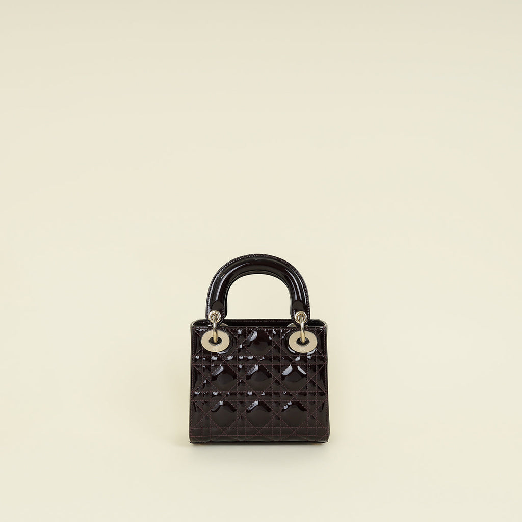 Christian Dior Dark Wine Lady Dior Mini Chain Bag