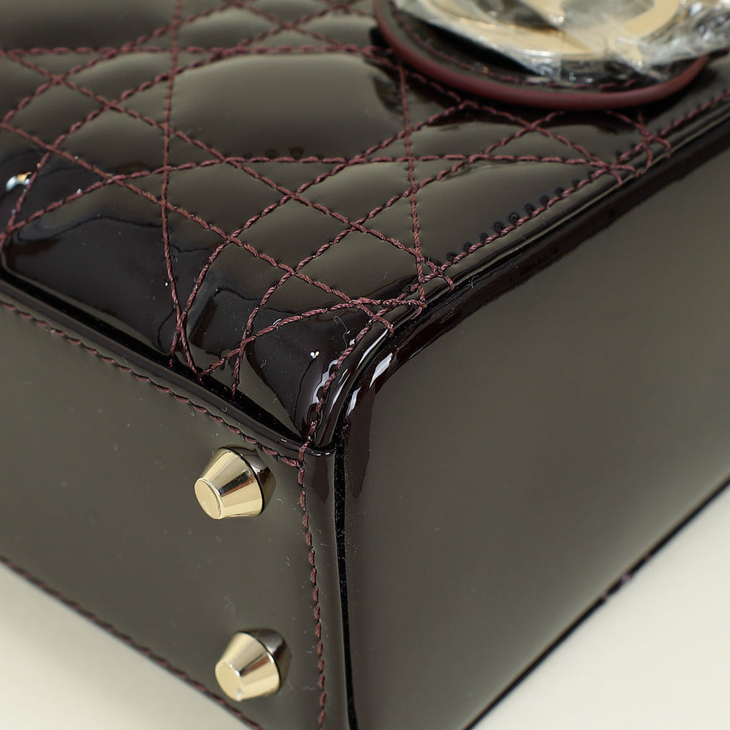 Christian Dior Dark Wine Lady Dior Mini Chain Bag