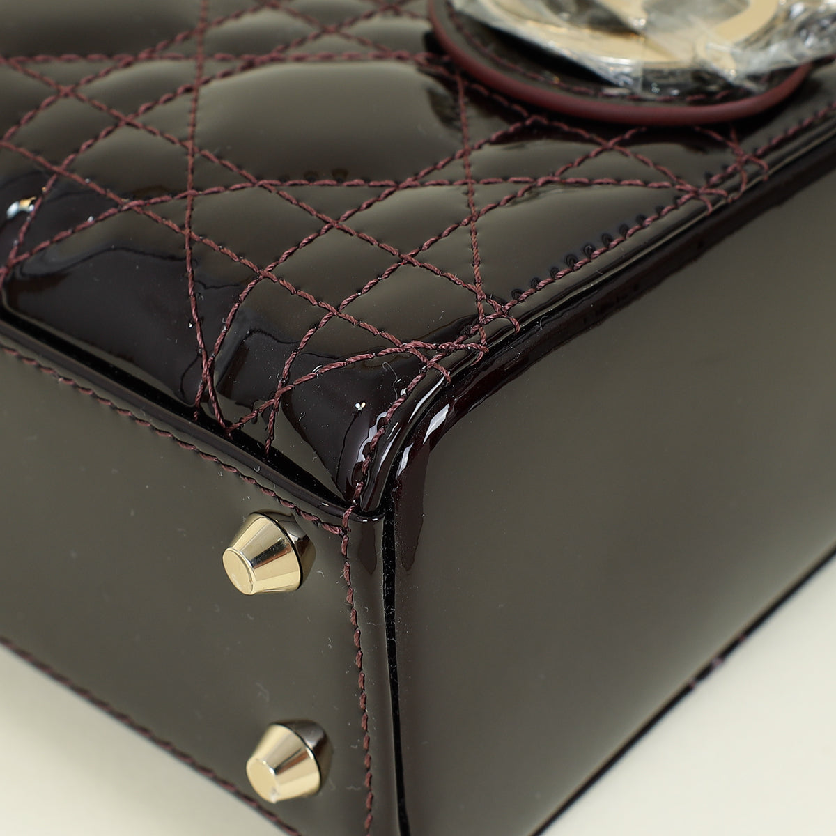 Christian Dior Dark Wine Lady Dior Mini Chain Bag