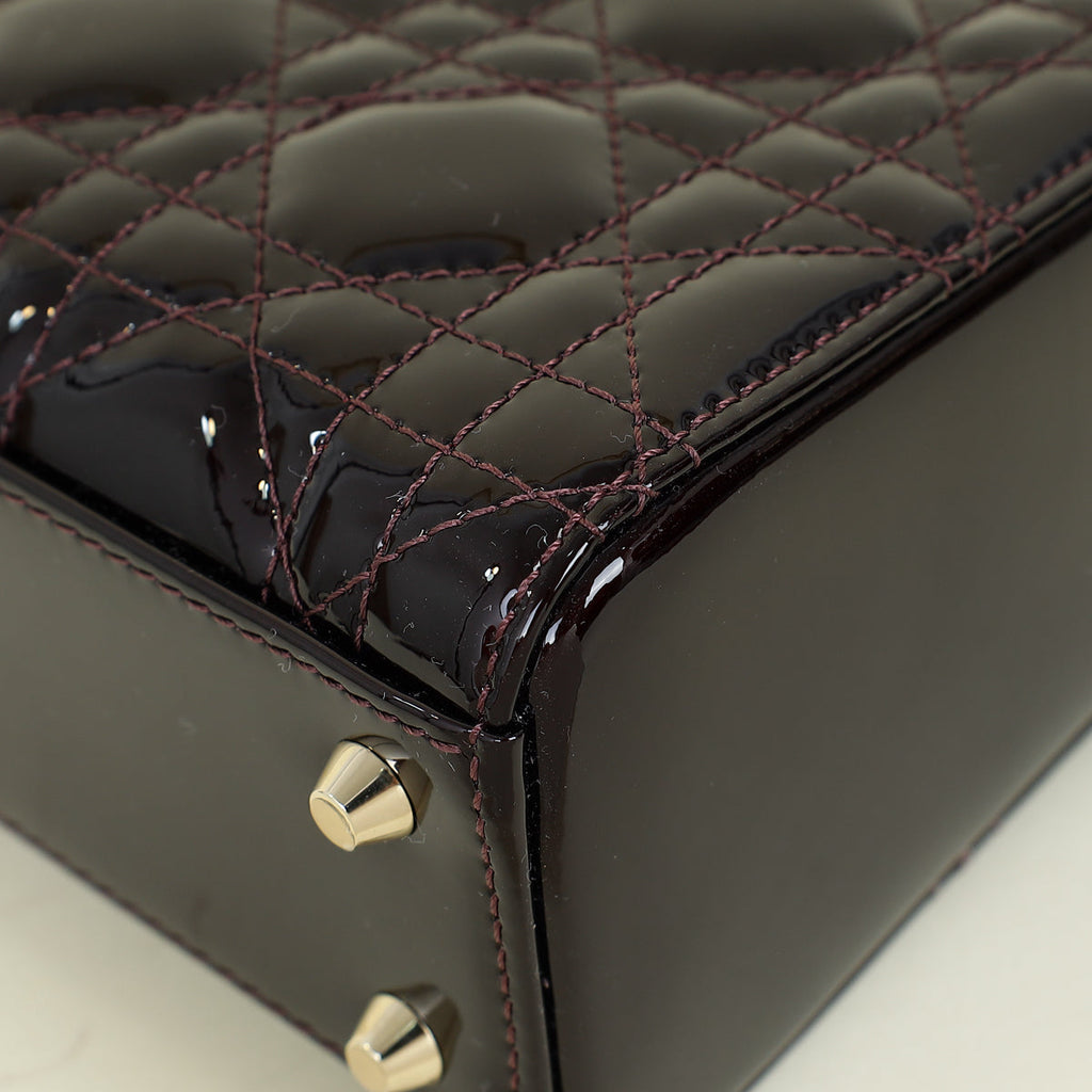 Christian Dior Dark Wine Lady Dior Mini Chain Bag