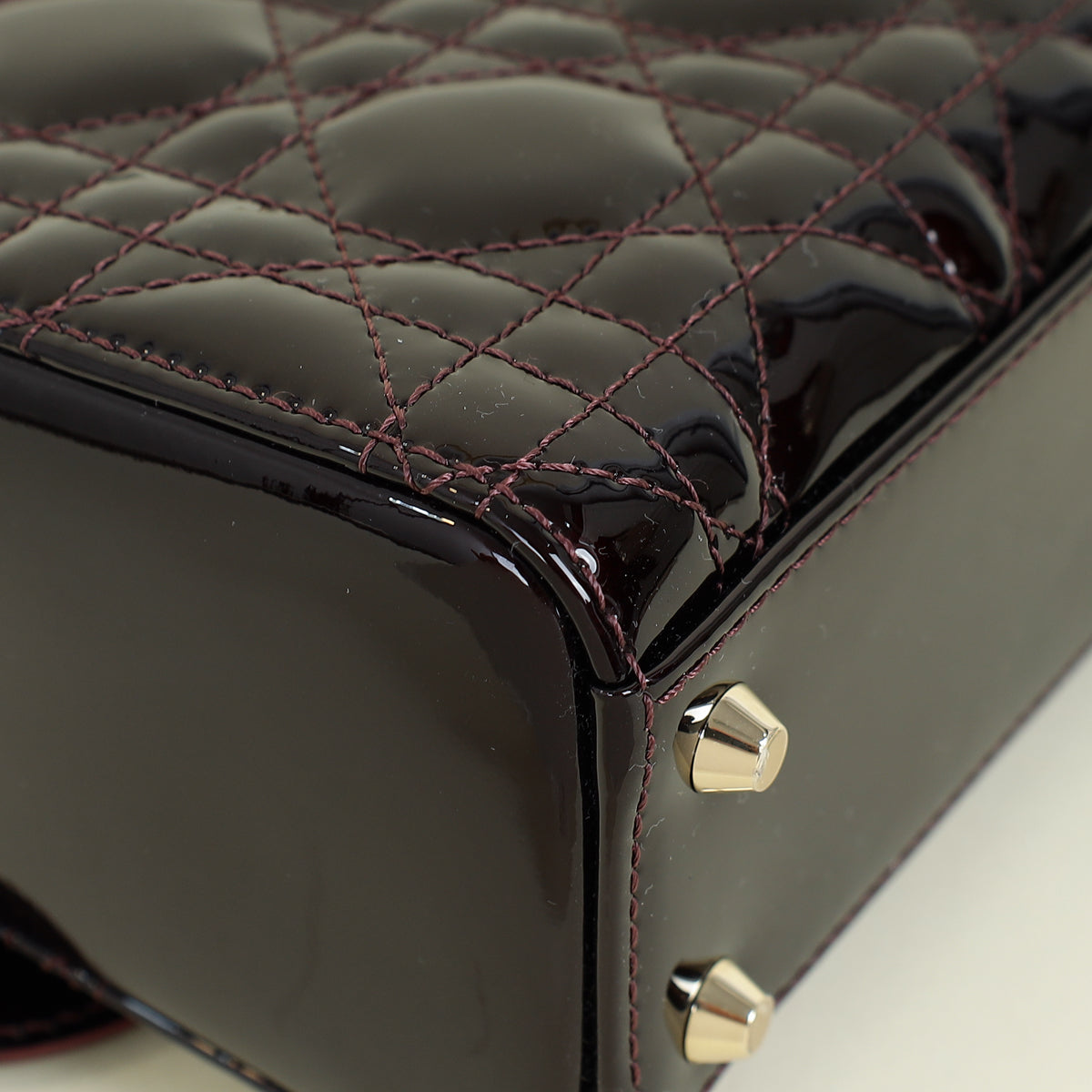 Christian Dior Dark Wine Lady Dior Mini Chain Bag
