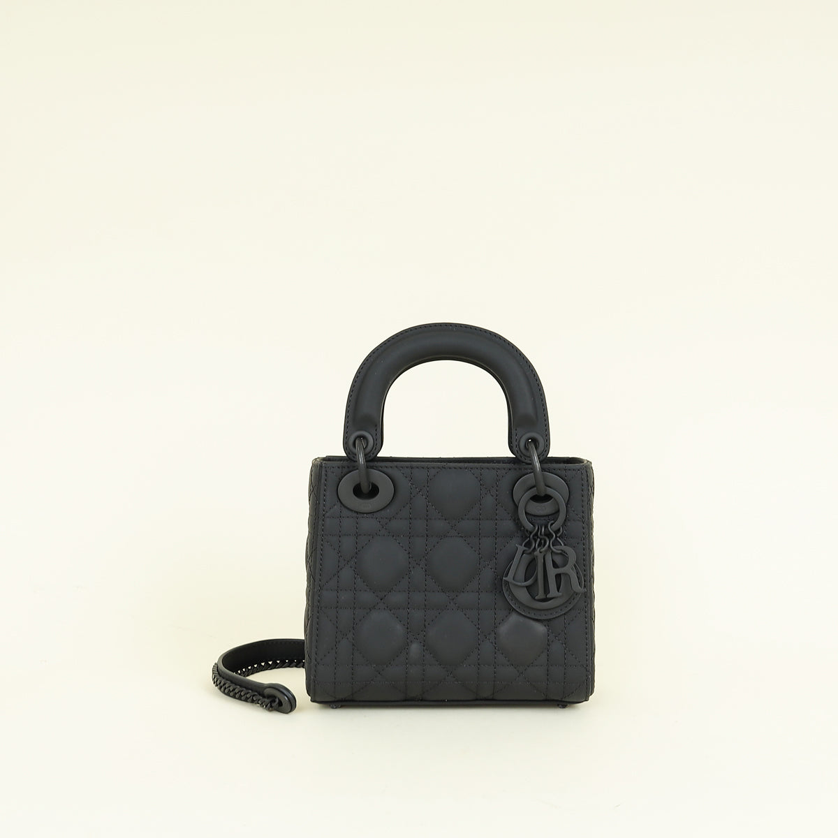 Christian Dior Black Ultramatte Lady Dior Mini Chain Bag