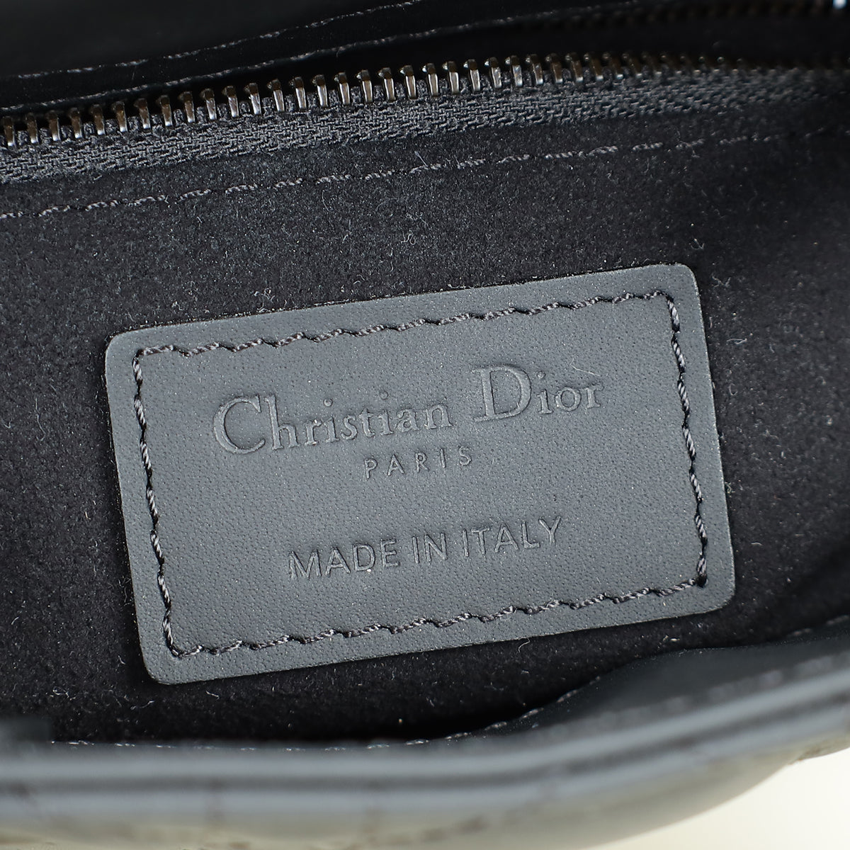 Christian Dior Black Ultramatte Lady Dior Mini Chain Bag