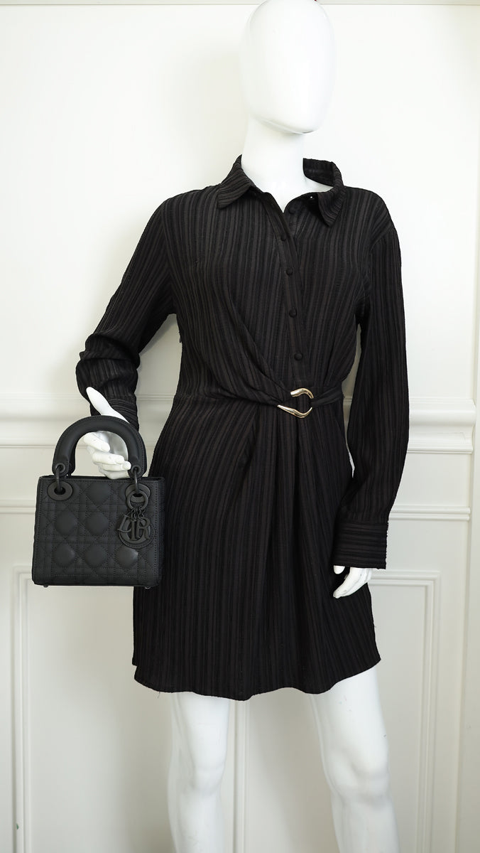 Christian Dior Black Ultramatte Lady Dior Mini Chain Bag