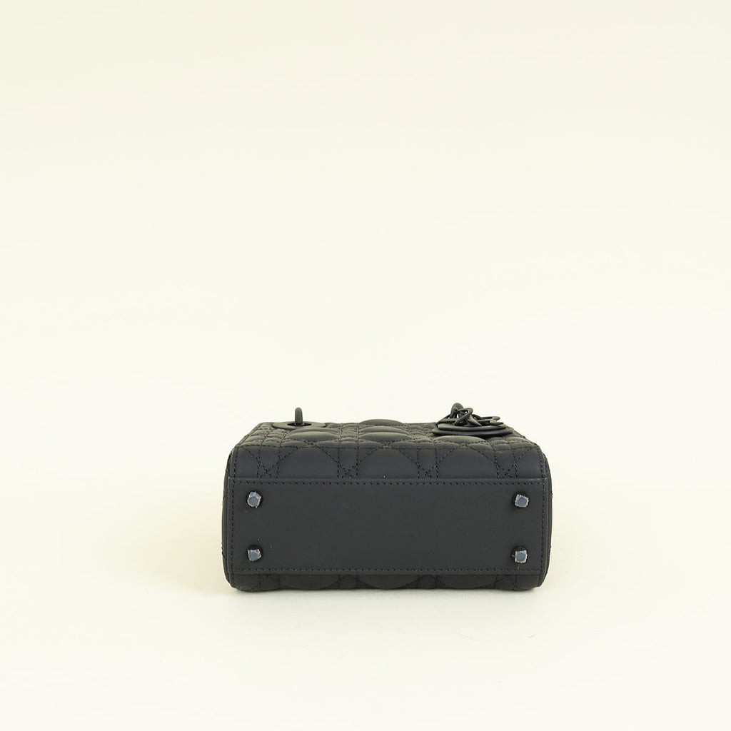 Christian Dior Black Ultramatte Lady Dior Mini Chain Bag