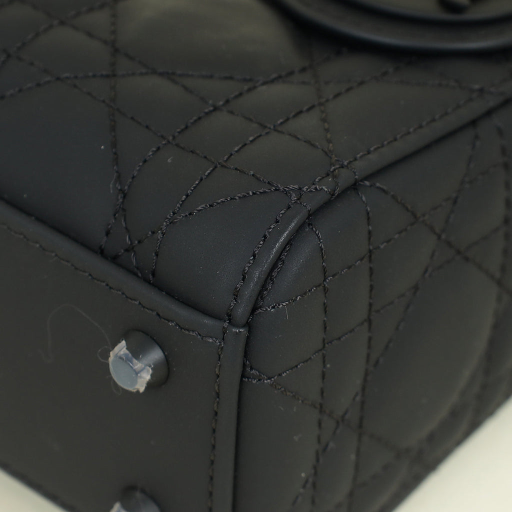 Christian Dior Black Ultramatte Lady Dior Mini Chain Bag
