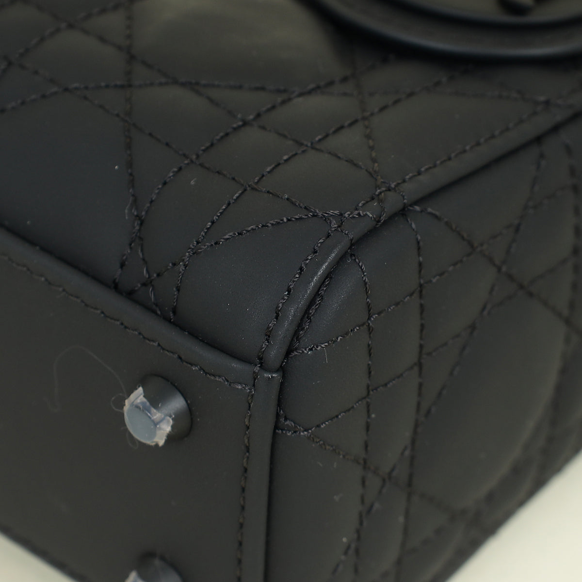 Christian Dior Black Ultramatte Lady Dior Mini Chain Bag