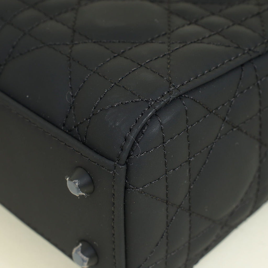 Christian Dior Black Ultramatte Lady Dior Mini Chain Bag