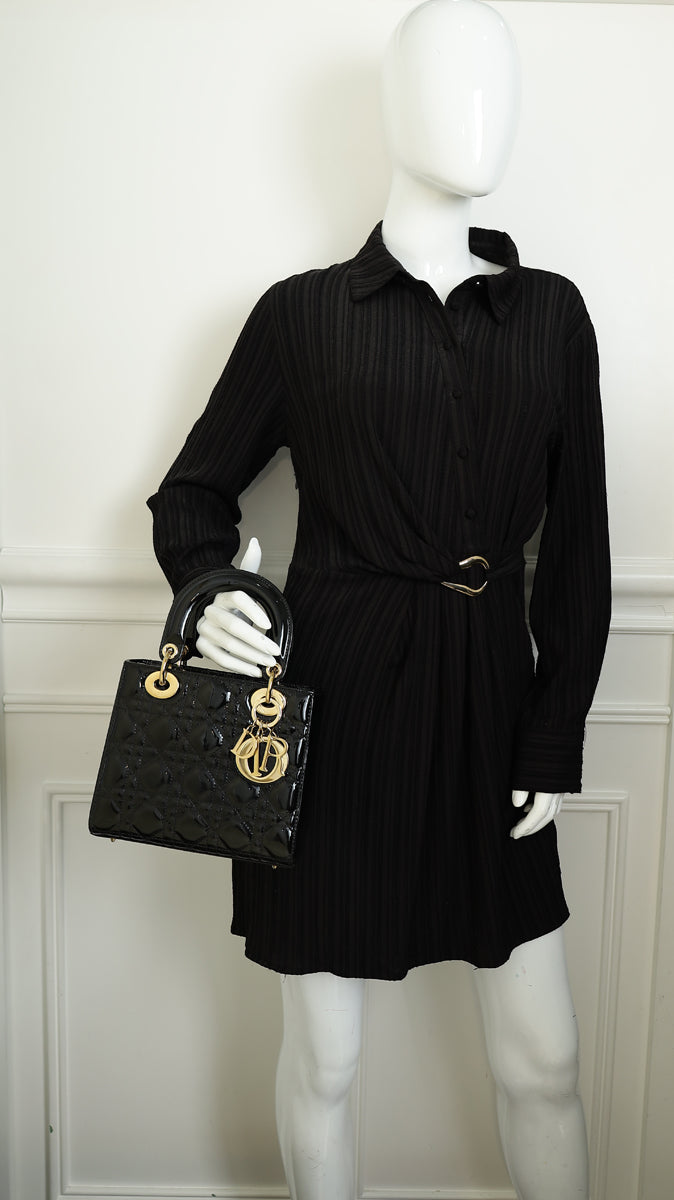 Christian Dior Black Lady Dior Small Bag