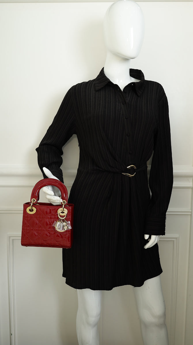 Christian Dior Cherry Red Lady Dior Mini Chain Bag